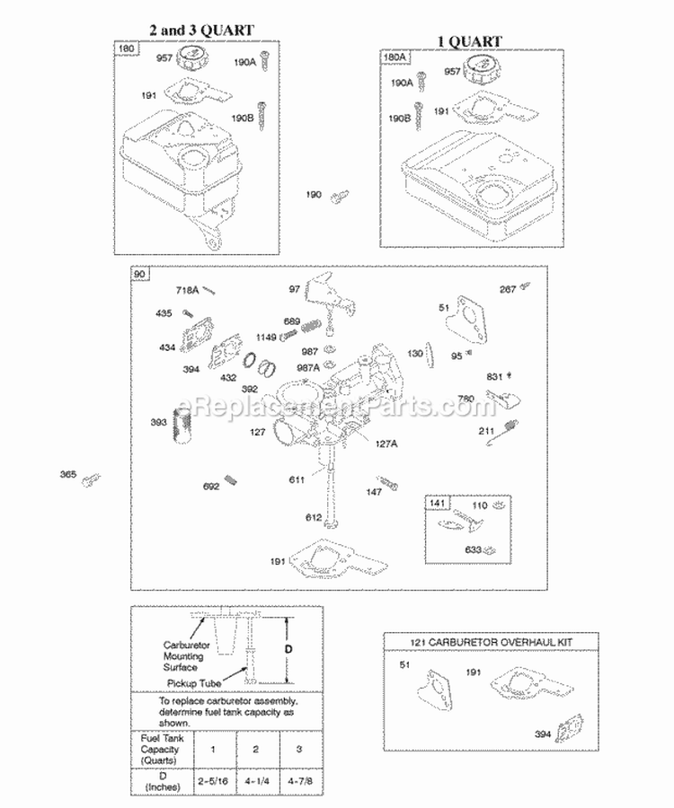 Carburetor Carburetor Overhaul Kit Fuel Supply Diagram and Parts List for 095212-0244-E1  Briggs and Stratton Engine
